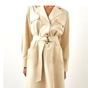 Rails Noor Dress Trenchcoat Tan Tidal Foam Cotton Lyocell Blend Shirt Dress Sz S